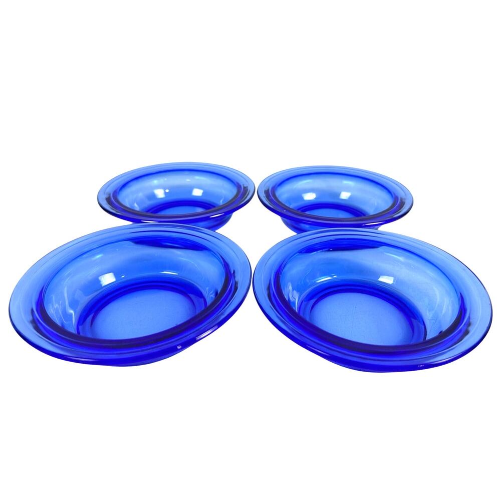 Hazel Atlas Moderntone Cobalt Blue 5" Berry Bowl-Set of 4-Very Rare-Excellent!